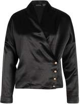 Thumbnail for your product : boohoo Drape Front Wrap Satin Button Blouse