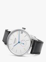 Thumbnail for your product : NOMOS Glashütte 360 Unisex Orion Automatic Date Leather Strap Watch, Black/White