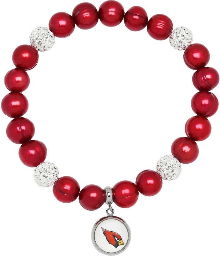 Honora Arizona Cardinals Stretch Pearl & Crystal Bracelet In Red