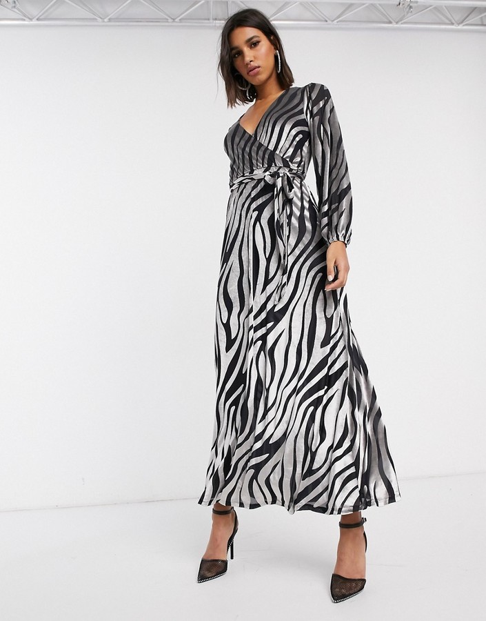 zebra velvet wrap dress