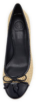 Thumbnail for your product : Tory Burch Catherine Cap-Toe Raffia Wedge, Navy