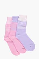 Thumbnail for your product : boohoo Ivy Fairisle Thermal Slipper Socks 3 Pack