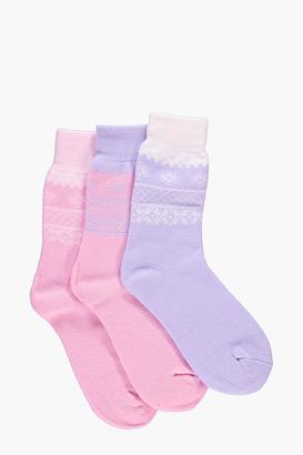boohoo Ivy Fairisle Thermal Slipper Socks 3 Pack