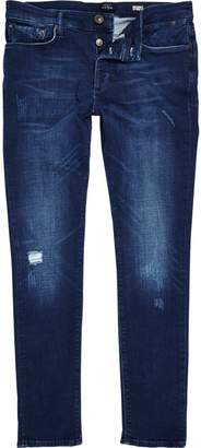 River Island Mens Dark Blue wash Sid skinny jeans