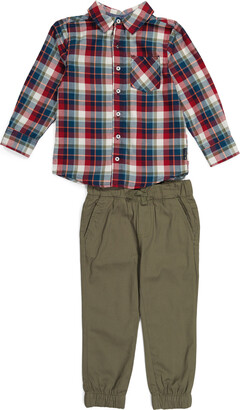 Ben Sherman Boys 3-Piece Pant Set with Button Down Shirt Toddler and Little Boy Twill Jogger and Henley T-Shirt 