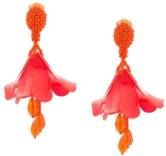 Oscar de la Renta petal beaded clip-on earrings