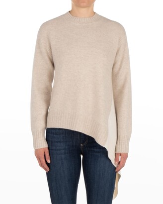 Naadam Asymmetric Colorblock Mock-Neck Sweater