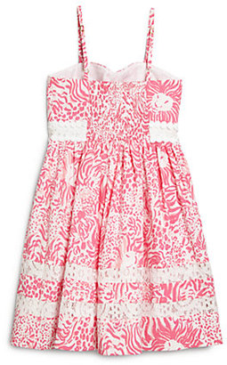Lilly Pulitzer Girl's Get Spotted Lace-Trimmed Sundress