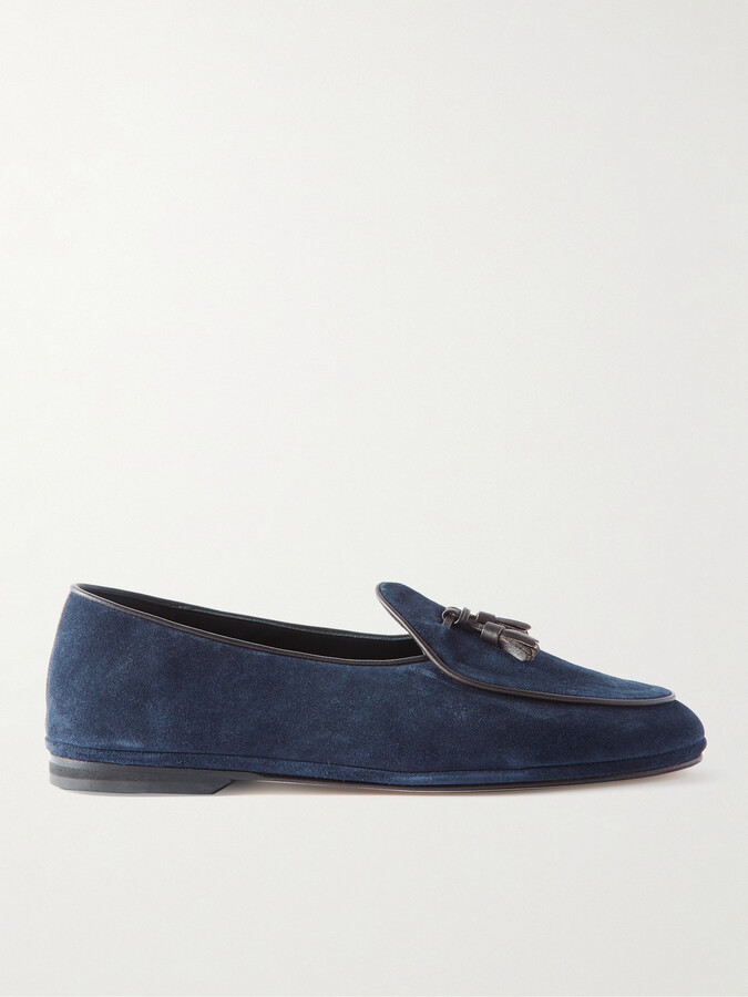 navy blue suede loafers mens