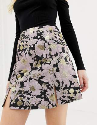 Glamorous brocade skirt-Purple