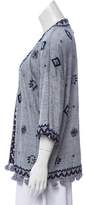 Thumbnail for your product : Calypso Embroidered Fringe Cardigan grey Embroidered Fringe Cardigan