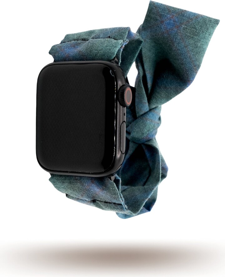Scotch Tartan Blue Green Plaid Wrap Band For Apple Watch Or Fitbit Versa - Dót Outfitters