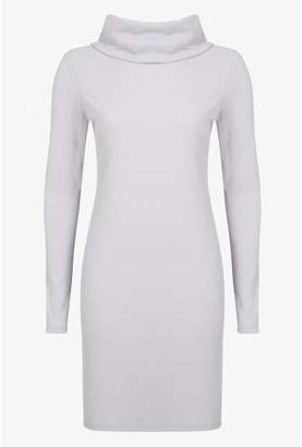 Select Fashion Fashion Womens Grey Rib Cowl Neck Tunic - size 14
