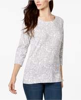 Thumbnail for your product : Karen Scott Printed 3/4-Sleeve Sweatshirt, Created for Macy's
