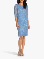 Thumbnail for your product : Adrianna Papell Long Sleeve Embellished Cocktail Knee Length Dress, Ocean Dream