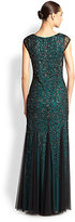 Thumbnail for your product : Aidan Mattox Beaded Cap-Sleeve Gown