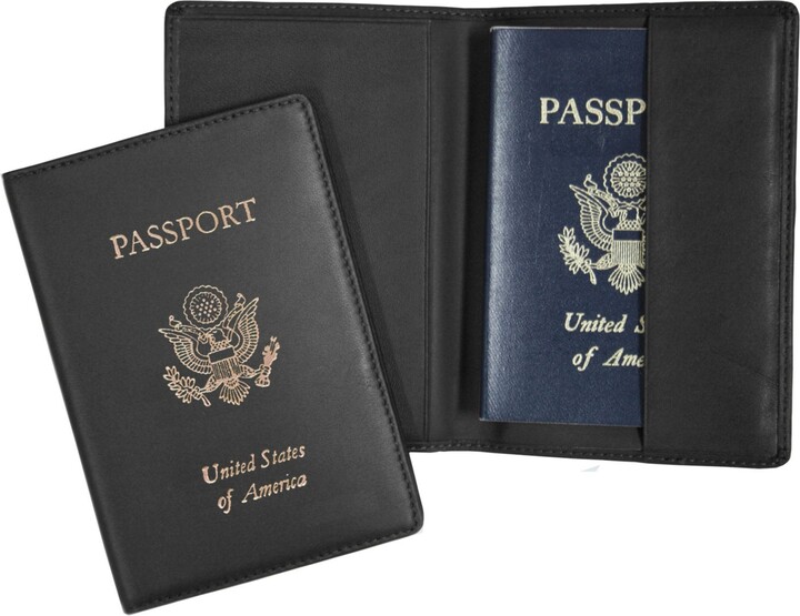 ROYCE New York Men's Foil Stamped Rfid Blocking Passport Case
