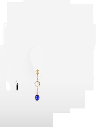 Roberto Cavalli RC Line Gold Tone Earrings w/Deep Blue Stone
