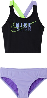 Nike Kids Black & Purple Reflect Logo Swimsuit Set