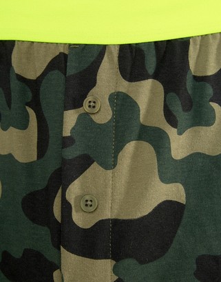 ASOS Jersey Boxers With Camo Print & Neon Waistband