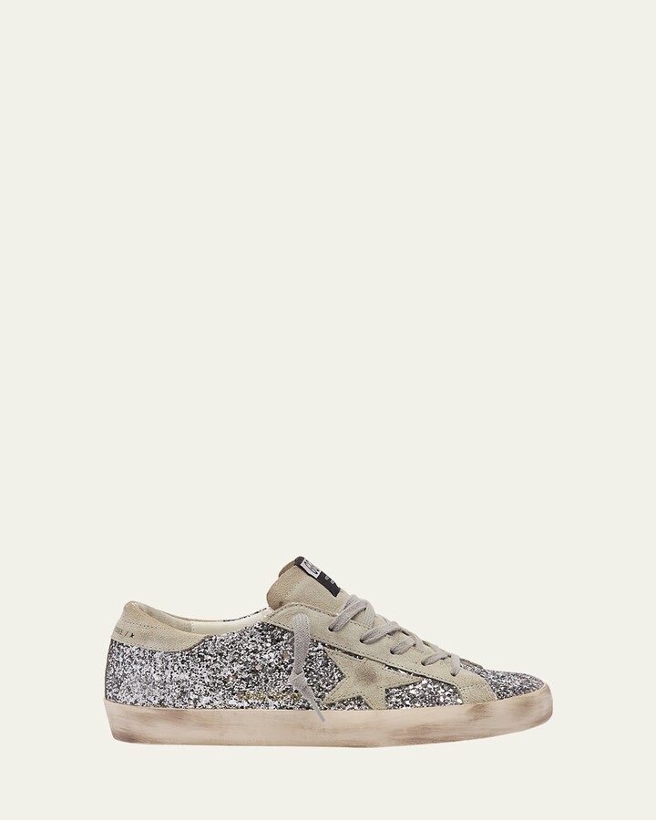 Golden Goose Superstar Suede Glitter Low-Top Sneakers