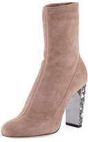 Thumbnail for your product : Jimmy Choo Maine Stretch Suede Booties with Crystal Heel