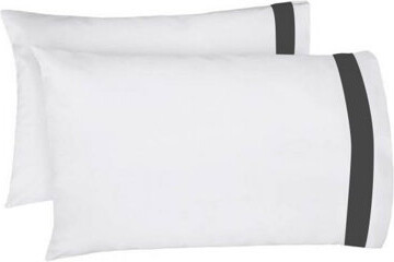PushpLinen 400TC Border Frame Cotton Sateen Pillowcases (Set Of 2)