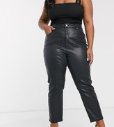 Thumbnail for your product : ASOS Curve DESIGN Curve high rise farleigh 'slim' mom jeans in coated black
