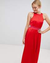 Thumbnail for your product : Little Mistress Tall contrast pleated maxi dress in pomegranate-Red