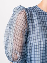 Thumbnail for your product : Ganni Puff-Sleeves Checked Tier Dress