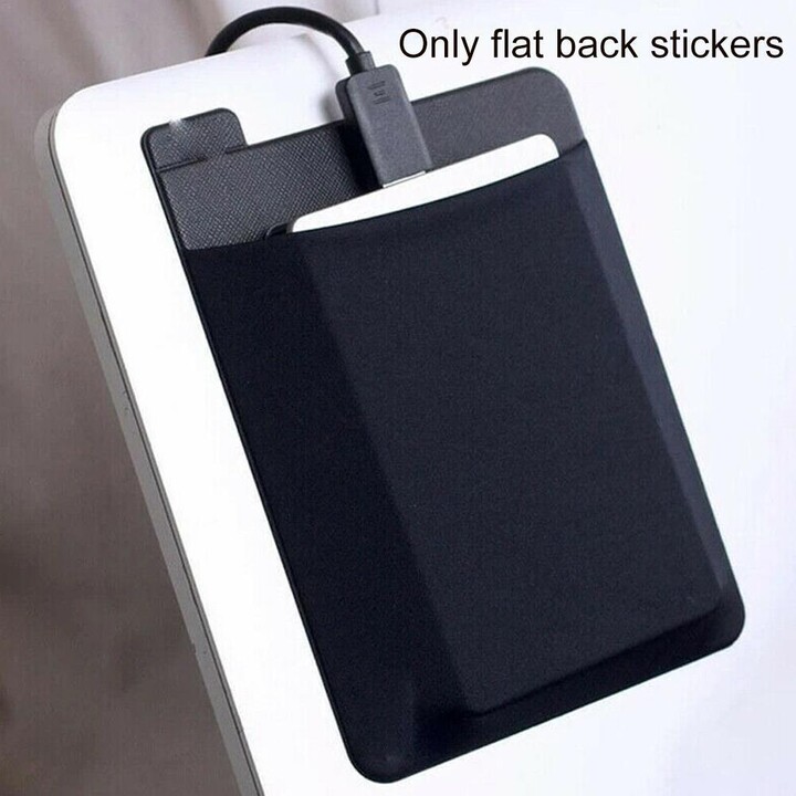 CUJMH Adhesive Laptop Back Storage Bag Mouse Bag Large Stretch Fabric Tablet Black Storage Mouse Bag Digital Hard Drive Pen Organizer