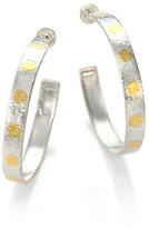 Thumbnail for your product : Gurhan Skittle 24K Yellow Gold & Sterling Silver Midnight Dot Hoop Earrings/1.5"