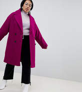 Thumbnail for your product : ASOS Curve DESIGN Curve double breasted coat in texture