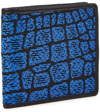 McQ Blue crocodile effect woven PVC wallet