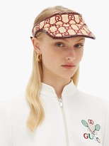 Thumbnail for your product : Gucci GG-embroidered Raffia Visor - Burgundy