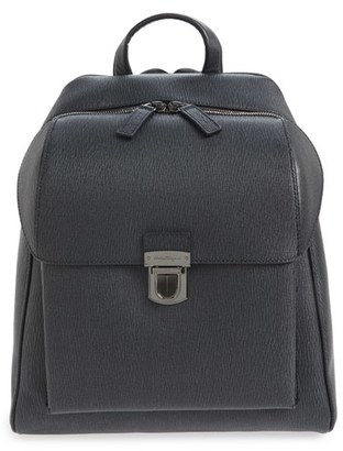 Ferragamo Men's 'Revival 2.0' Leather Backpack - Grey