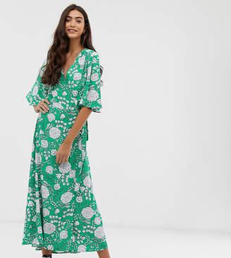 Brave Soul Tall kea midi wrap dress in bold floral print