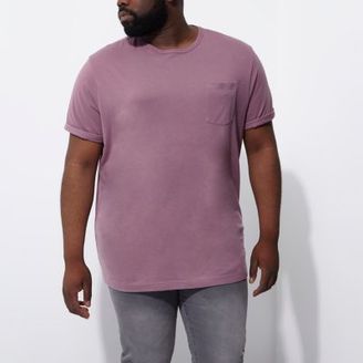 River Island Mens Big and Tall pink roll sleeve T-shirt