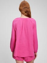 Thumbnail for your product : Gap Crinkle Gauze Boatneck Button-Front Top