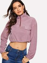 Thumbnail for your product : Shein Half Placket Crop Fuzzy Jacket