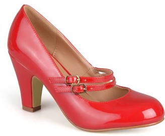 red patent leather pumps wide width
