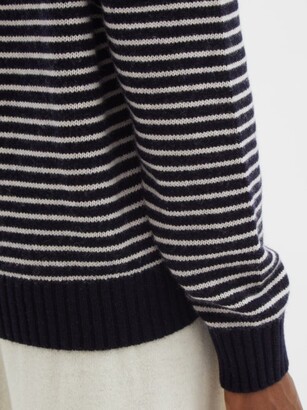 Allude Sailor-collar Striped Wool-blend Sweater - Navy Stripe