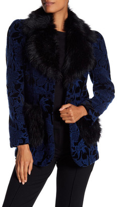 Anna Sui Faux Fur Collar Velvet Jacket