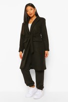 Thumbnail for your product : boohoo Petite Belted Button Up Wool Look Coat