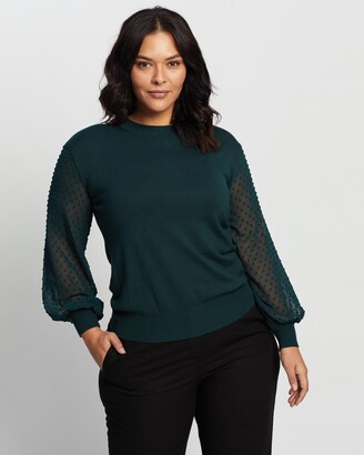 Atmos & Here Women's Green Shirts & Blouses - Kristina Contrast Knit Top