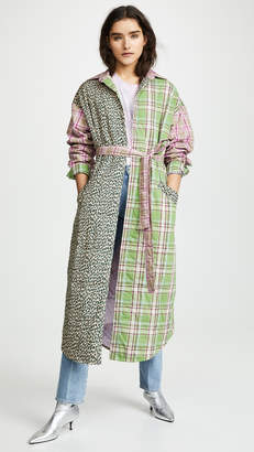 Natasha Zinko Padded Oversized Plaid Robe Coat
