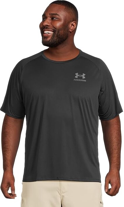 Under Armour Freedom Tech Short Sleeve T-Shirts Men's T Shirt Black/Pitch Gray : LG, Polyester