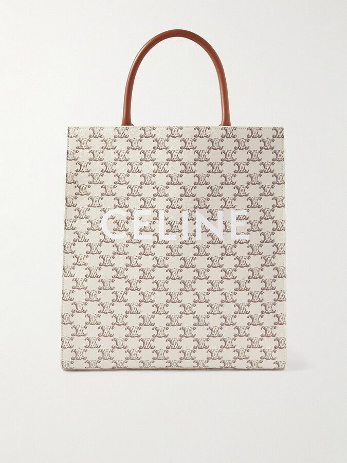 CELINE HOMME Small Triomphe Leather-Trimmed Logo-Print Coated
