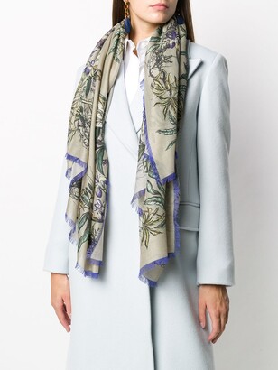 Givenchy Silk-Cashmere Blend Nature Print Scarf