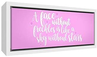 Camilla And Marc Feel Good Art A Face Freckles Is Like a Sky without Stars Contemporary White Wooden Framed Canvas, Wood, Soft Pink, 25 x 63 x 3 cm